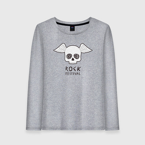 Женский лонгслив Рок фестиваль и череп / Меланж – фото 1