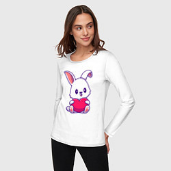 Лонгслив хлопковый женский Heart rabbit, цвет: белый — фото 2
