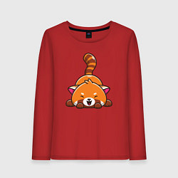 Лонгслив хлопковый женский Cute red panda, цвет: красный