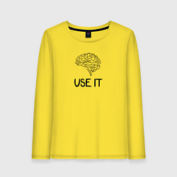 Лонгслив хлопковый женский Use it brain, цвет: желтый