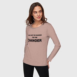 Лонгслив хлопковый женский Im not in danger - im the danger, цвет: пыльно-розовый — фото 2