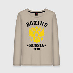 Лонгслив хлопковый женский Boxing Russia Team, цвет: миндальный