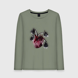 Лонгслив хлопковый женский Увядшее сердце, цвет: авокадо
