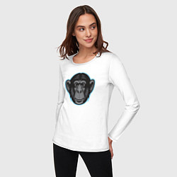 Лонгслив хлопковый женский Funny monkey, цвет: белый — фото 2