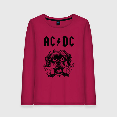 Женский лонгслив AC DC - rock dog / Маджента – фото 1