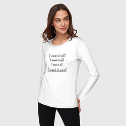 Лонгслив хлопковый женский I want it all, цвет: белый — фото 2