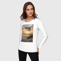 Лонгслив хлопковый женский Natalia закат, цвет: белый — фото 2