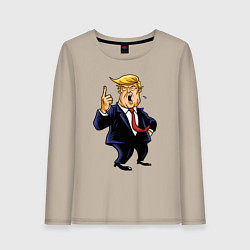 Лонгслив хлопковый женский Злой Трамп, цвет: миндальный