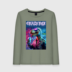 Лонгслив хлопковый женский Crazy rex - ai art fantasy, цвет: авокадо