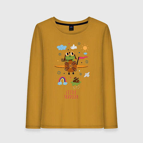 Женский лонгслив Лягушонок пилот / Горчичный – фото 1