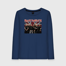 Лонгслив хлопковый женский Iron Maiden rock band colored, цвет: тёмно-синий