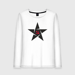 Лонгслив хлопковый женский Black star USSR, цвет: белый