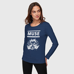 Лонгслив хлопковый женский Muse rock dog, цвет: тёмно-синий — фото 2