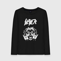 Лонгслив хлопковый женский Slayer rock dog, цвет: черный