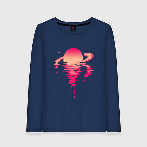 Женский лонгслив Вечер на Сатурне / Тёмно-синий – фото 1