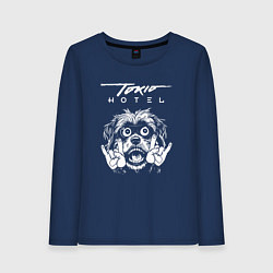 Лонгслив хлопковый женский Tokio Hotel rock dog, цвет: тёмно-синий