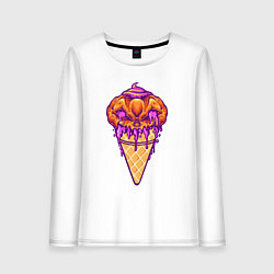 Лонгслив хлопковый женский Halloween ice cream, цвет: белый