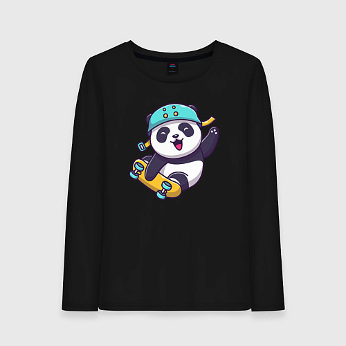 Женский лонгслив Skater panda / Черный – фото 1