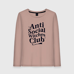 Лонгслив хлопковый женский Anti social witches club, цвет: пыльно-розовый