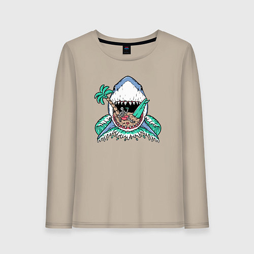 Женский лонгслив Акула и сервер / Миндальный – фото 1