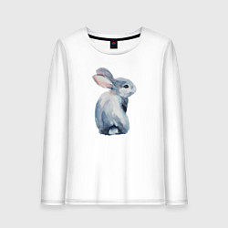 Лонгслив хлопковый женский Кролик арт, цвет: белый