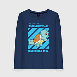 Лонгслив хлопковый женский Покемоны Сквиртл Squirtle, цвет: тёмно-синий