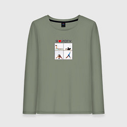 Лонгслив хлопковый женский Люблю йогу, цвет: авокадо