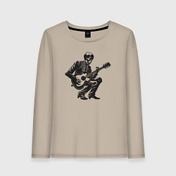 Лонгслив хлопковый женский Мёртвая рок звезда, цвет: миндальный