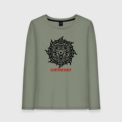 Лонгслив хлопковый женский Логотип - славянский волк, цвет: авокадо