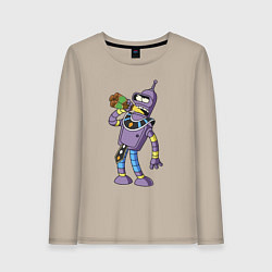 Лонгслив хлопковый женский Bender drink beer, цвет: миндальный