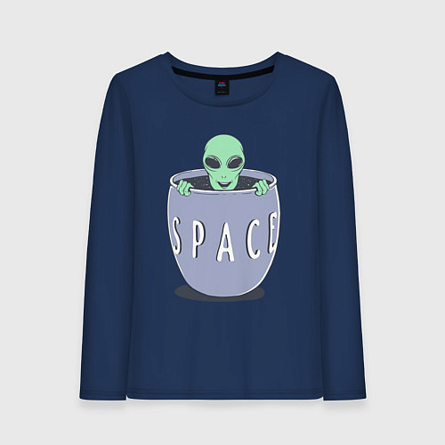 Женский лонгслив Космический пришелец / Тёмно-синий – фото 1