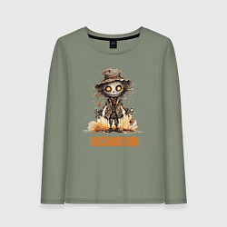 Лонгслив хлопковый женский Чучело в шляпе, цвет: авокадо