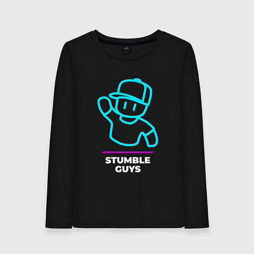 Женский лонгслив Символ Stumble Guys в неоновых цветах / Черный – фото 1