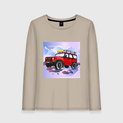 Лонгслив хлопковый женский Внедорожник УАЗ Хантер, цвет: миндальный