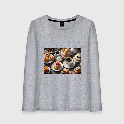 Женский лонгслив Кофе и пирожные / Меланж – фото 1