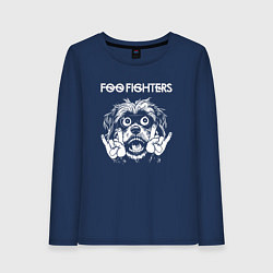 Лонгслив хлопковый женский Foo Fighters rock dog, цвет: тёмно-синий