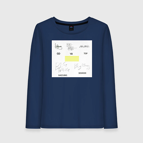 Женский лонгслив Big bang подписи участников / Тёмно-синий – фото 1