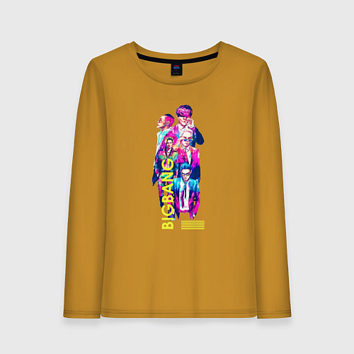Женский лонгслив Big bang в неоновом стиле / Горчичный – фото 1