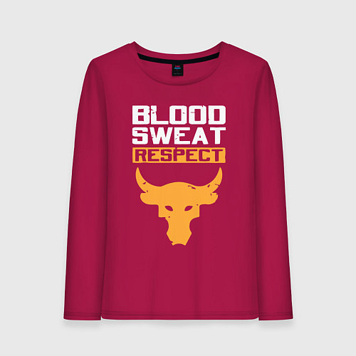 Женский лонгслив Blood sweet respect logo / Маджента – фото 1