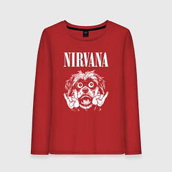 Лонгслив хлопковый женский Nirvana rock dog, цвет: красный