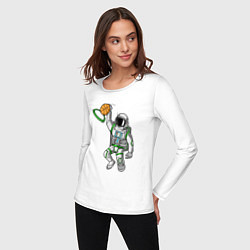 Лонгслив хлопковый женский Космический баскет, цвет: белый — фото 2