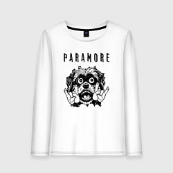 Лонгслив хлопковый женский Paramore - rock dog, цвет: белый