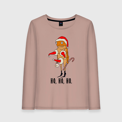 Женский лонгслив Новогодняя жаба / Пыльно-розовый – фото 1