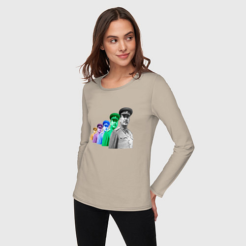 Женский лонгслив Pop art товарищ Сталин / Миндальный – фото 3