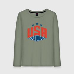 Лонгслив хлопковый женский Качество США, цвет: авокадо