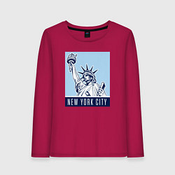 Лонгслив хлопковый женский New York style, цвет: маджента