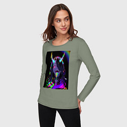 Лонгслив хлопковый женский Дьяволица секси, цвет: авокадо — фото 2