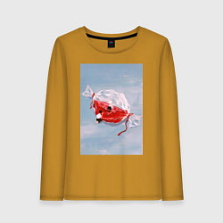 Лонгслив хлопковый женский Евангелион Синдзи Икари Рей Аянами, цвет: горчичный