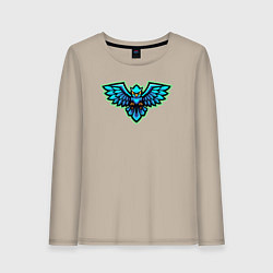 Лонгслив хлопковый женский Неоновая совушка, цвет: миндальный