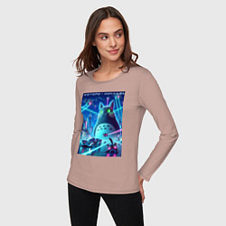 Лонгслив хлопковый женский Которо - коллаба мем, цвет: пыльно-розовый — фото 2